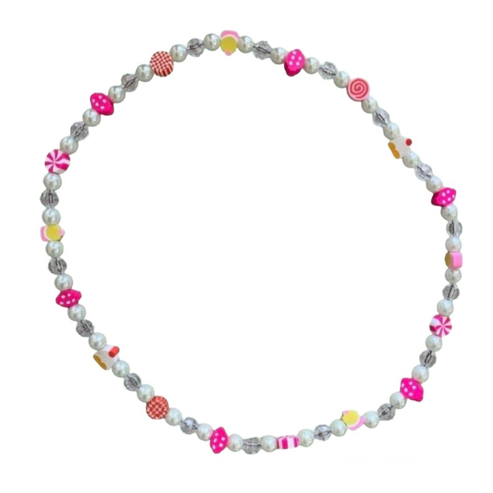 Handmade Pink & White Pearl Candy Necklace